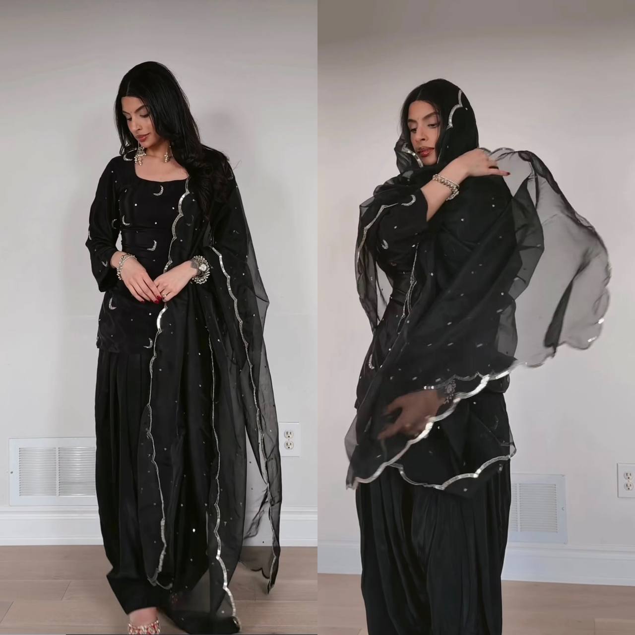 Urban Midnight Crescent Embroidered Suit